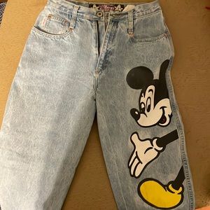 High waisted vintage Mickey Mouse jeans
